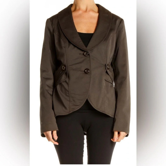 Cabi Work It Blazer Jacket graphite black gray‎ double button women’s size 14 - Picture 2 of 12